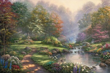 portrait of a young woman Painting - Reflections of Faith Thomas Kinkade